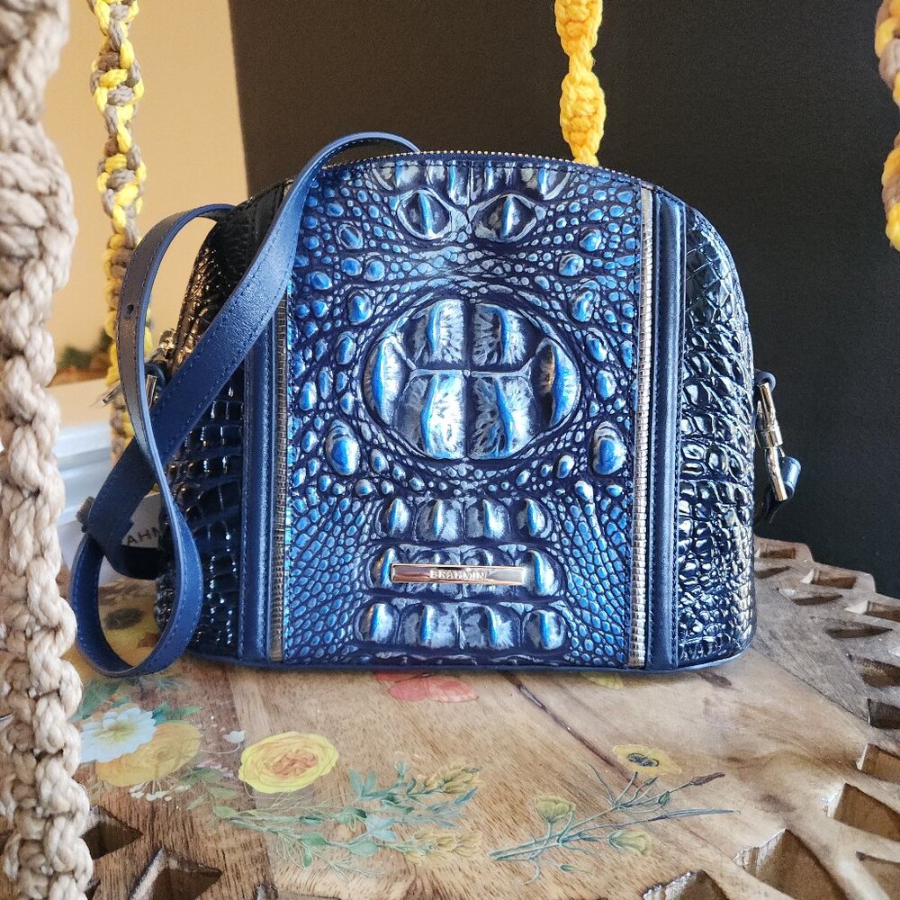 Brahmin Small Georgina - Kyanite Havisham Croc Leather Cross Body